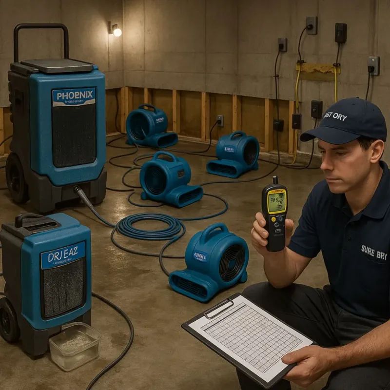 Structural Drying and Dehumidification process in Brogden, NC